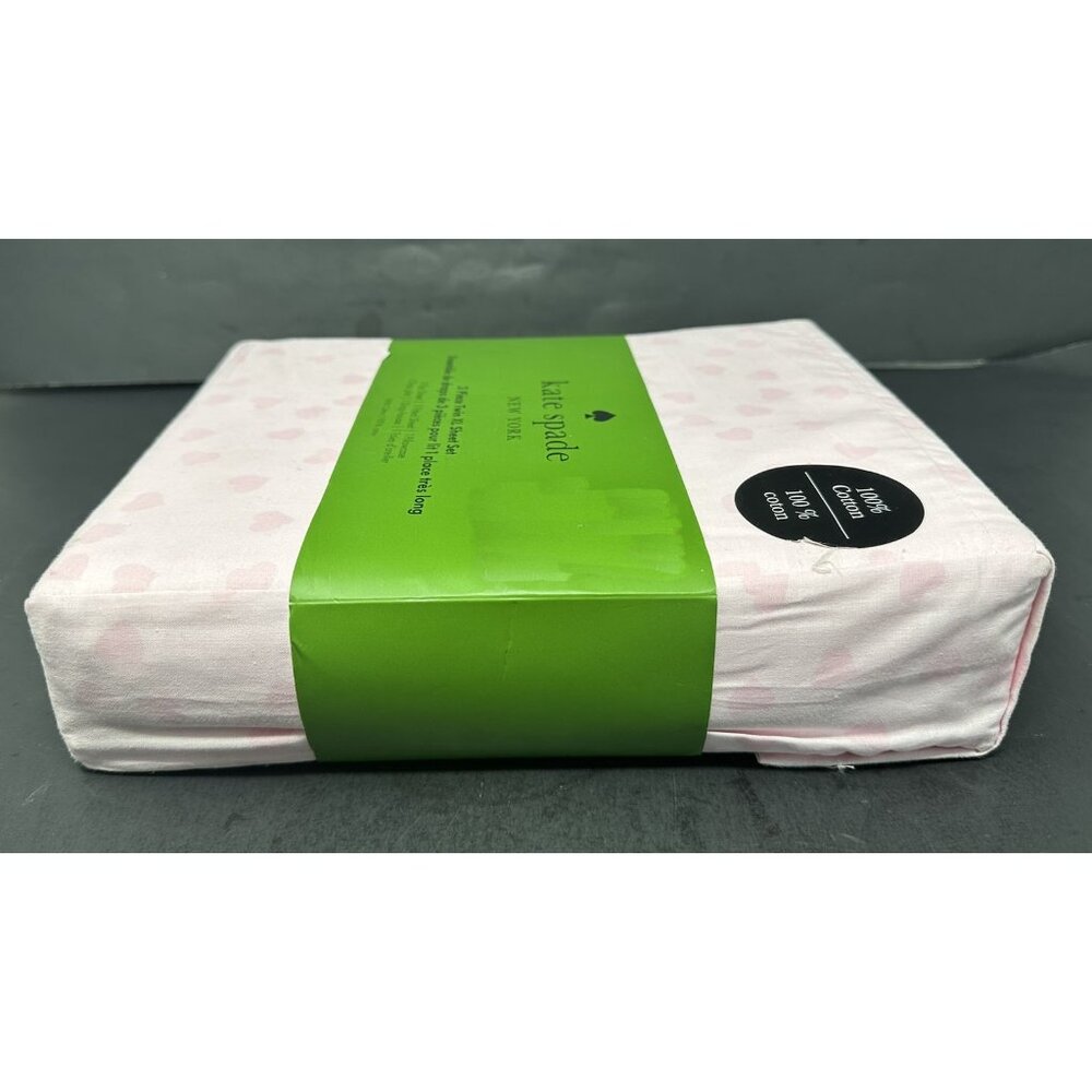 KATE SPADE HOLIDAY SCATTERED HEARTS Chalk Pink EXTRA LONG TWIN Sheet Set NEW NIP - Picture 6 of 9
